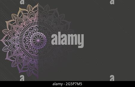 Verträumte Gradienten-Tapete mit Mandala-Muster. Vektor Hintergrund für Yoga, Meditationsposter. Schönes Vektor-Muster mit Ornament Mandala. Kann sein Stock Vektor