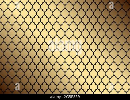 Marokkanisches Nahtloses Muster.Traditionelles Muster mit Gold und schwarzem Mosaik.Linienvektor-Grafik-Design Stock Vektor