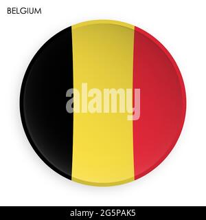 Belgische Flaggen-Ikone im modernen Neomorphismus-Stil. Schaltfläche für mobile Anwendung oder Web. Vektor auf weißem Hintergrund Stock Vektor