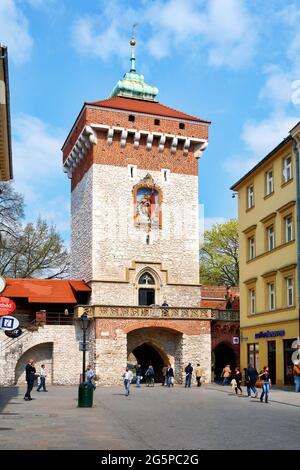 Polen, Krakau, Florian Gate. Stockfoto