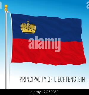 Liechtenstein offizielle Nationalflagge des Fürstentums, europäisches Land, Vektorgrafik Stock Vektor