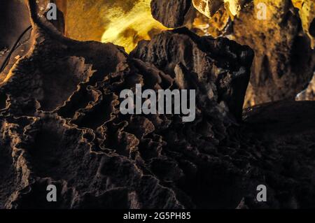 Details von Stalaktiten in den Jenolan Caves, in der Nähe von Sydney, Australien Stockfoto