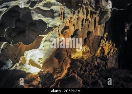 Details von Stalaktiten in den Jenolan Caves, in der Nähe von Sydney, Australien Stockfoto