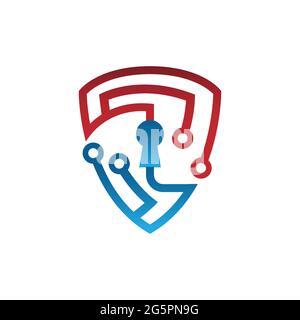 Tech Shield Sicherheit Logo Design Vorlage Vektor. Secure Tech Logo-Vorlage. Shield Guard Tech Logo Icon Design Vektor Stock. Security Tech Logo Inspi Stock Vektor