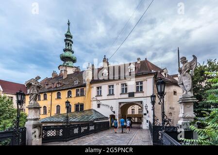 Altstadt von Bratislava Blick von der Brücke Stockfoto