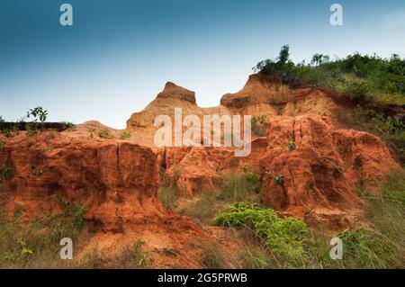 Gongoni, genannt "Grand Canyon" von West bengalen, Schlucht von rotem Boden, Indien Stockfoto