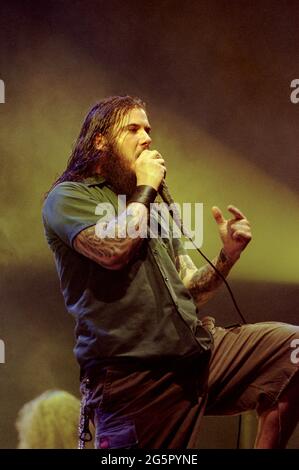 Mailand Italien 03 May 2000 : Pantera, Live-Konzert im Forum von Assago, der Sänger von Pantera, Phil Anselmo , während des Konzerts Stockfoto