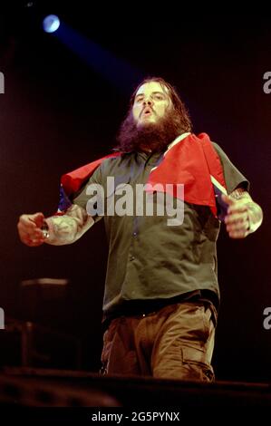 Mailand Italien 03 May 2000 : Pantera, Live-Konzert im Forum von Assago, der Sänger von Pantera, Phil Anselmo , während des Konzerts Stockfoto