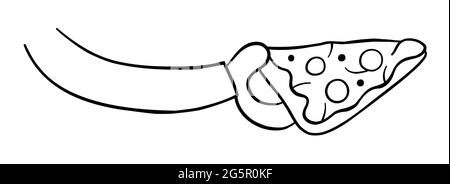 Cartoon-Vektor-Illustration des Halts Pizza Scheibe. Schwarz umrandet und weiß gefärbt. Stock Vektor