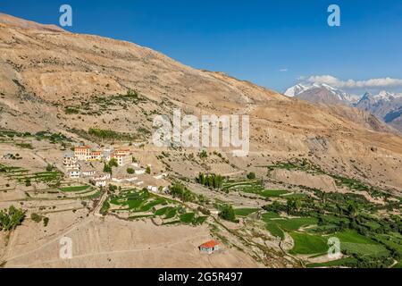 Dhankar Gompa Kloster und Dhankar Dorf, Spiti Tal, Himachal Pradesh, Indien Stockfoto