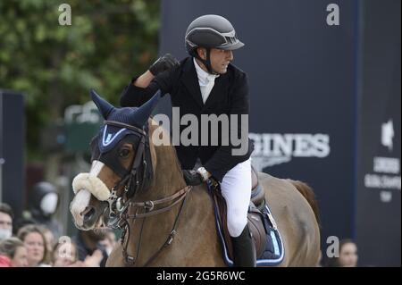 Sameh EL DAHAN (EGY) mit WKD AIMEZ MOI, Longines Global Champions Tour, großer Preis von Paris beim Longines Paris Eiffel Jumping 2021, Longines Global Champions Tour Equestrian CSI 5 am 26. Juni 2021 im Champs de Mars in Paris, Frankreich - Foto Christophe Bricot / DPPI / LiveMedia Stockfoto