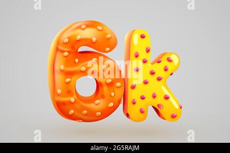 6k oder 6000 Anhänger Donut Dessert Schild. Freunde in sozialen Medien, Follower. Danke. Feiern Sie Abonnenten oder Follower. Vektorgrafik Stock Vektor