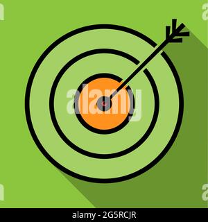 Symbol Ziel oder Ziel erreicht, Pfeil im Bullauge des Ziels, einfache Vektordarstellung Stock Vektor