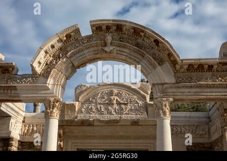 medusa Kopf in der antiken Stadt Ephesus, Türkei Stockfoto