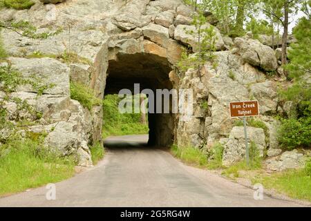 Tunnel auf dem Needles Highway im Custer State Park, Custer, South Dakota, USA Stockfoto