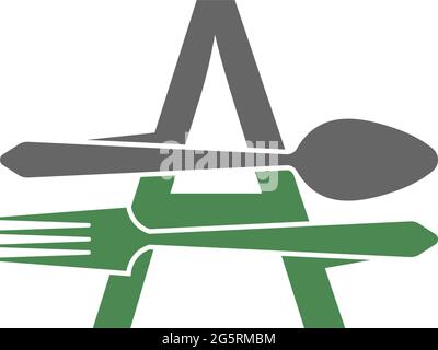 Buchstabe A mit Gabel und Löffel Logo Symbol Design Vektor Illustration Stock Vektor
