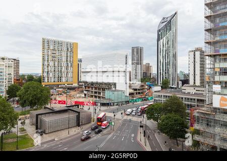 Gesamtansicht der Abrissstelle des Elephant and Castle Shopping Centers Stockfoto