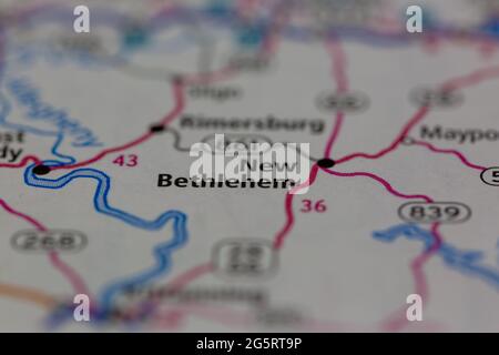 New Bethlehem Pennsylvania USA auf einer Geografie- oder Road-Map dargestellt Stockfoto