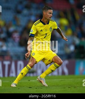 Hampden Park, Glasgow, Großbritannien. Juni 2021. EUFA Fußball-Europameisterschaft 2020, 16. Runde, Schweden gegen die Ukraine; Mikael lustig aus Schweden Credit: Action Plus Sports/Alamy Live News Stockfoto