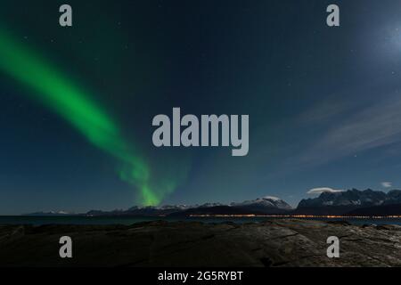 Nordlichter (aurora borealis) in Nordnorwegen bei Tromso Stockfoto