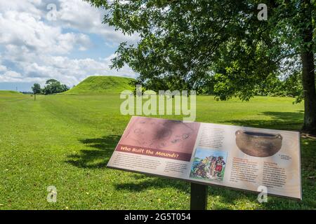 Winterville Mounds einer der größten indianischen Hügel in den Vereinigten Staaten in der Nähe von Greenville, Mississippi, USA. Stockfoto