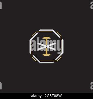 Initial Letter Overlapping Interlock Logo Monogramm Linie Art Stil auf schwarzem Hintergrund Vorlage isoliert Stock Vektor