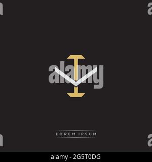 Initial Letter Overlapping Interlock Logo Monogramm Linie Art Stil auf schwarzem Hintergrund Vorlage isoliert Stock Vektor