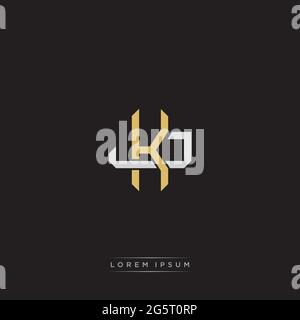 Initial Letter Overlapping Interlock Logo Monogramm Linie Art Stil auf schwarzem Hintergrund Vorlage isoliert Stock Vektor