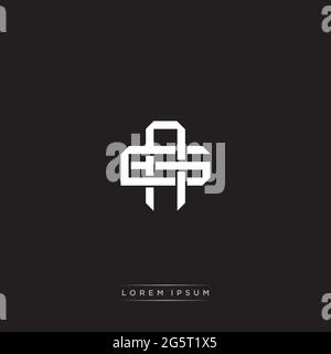 Initial Letter Overlapping Interlock Logo Monogramm Linie Art Stil auf schwarzem Hintergrund Vorlage isoliert Stock Vektor