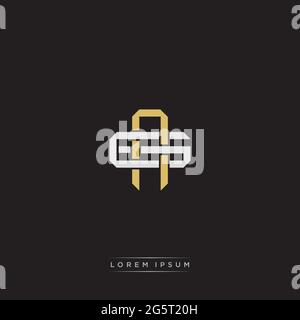 Initial Letter Overlapping Interlock Logo Monogramm Linie Art Stil auf schwarzem Hintergrund Vorlage isoliert Stock Vektor