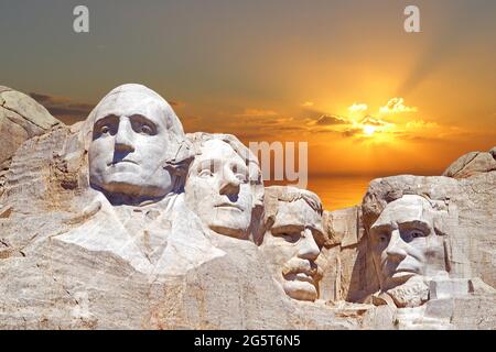 Mount Rushmore National Memorial, Denkmal für vier Präsidenten der Vereinigten Staaten, USA, South Dakota, Black Hills Stockfoto