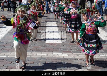 Peru Cusco - Religious Parade Festival Virgen Del Carmen Stockfoto