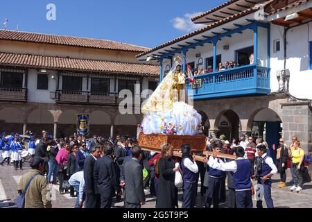 Peru Cusco - Religious Parade Festival Virgen Del Carmen Stockfoto