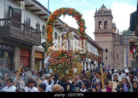 Peru Cusco - Religious Parade Festival Virgen Del Carmen Stockfoto