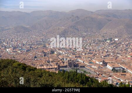 Peru Cusco - Luftansicht der Stadt von Sacsayhuaman Stockfoto