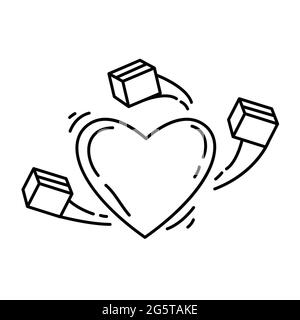 ECommerce Wunschliste. Handgezeichnetes Icon-Set, Umriss schwarz, Doodle-Symbol, Vektor-Icon-Design. Stock Vektor