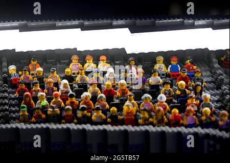 East Rutherford, USA. Juni 2021. LEGO baute eine Nachbildung der Sportarena, die im Legoland in der American Dream Entertainment Mall, einem Teil des Meadowlands Sports Complex, in Rutherford, NJ, ausgestellt wurde, 29. Juni 2021. Sea Life Aquarium und Lego Center liegen nebeneinander. (Foto von Anthony Behar/Sipa USA) Quelle: SIPA USA/Alamy Live News Stockfoto