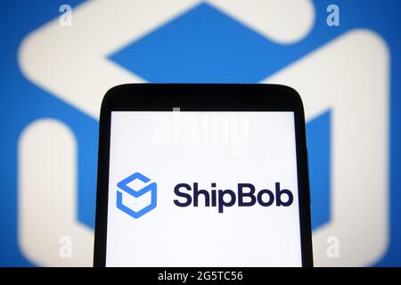 Ukraine. Juni 2021. In dieser Abbildung ist das ShipBob-Logo auf einem Smartphone-Bildschirm zu sehen. (Foto von Pavlo Gonchar/SOPA Images/Sipa USA) Quelle: SIPA USA/Alamy Live News Stockfoto