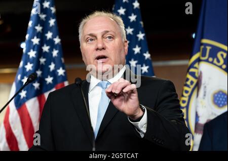 Washington, Usa. Juni 2021. Der US-Repräsentant Steve Scalise (R-LA) spricht auf einer Pressekonferenz der republikanischen Führung des Repräsentantenhauses. Kredit: SOPA Images Limited/Alamy Live Nachrichten Stockfoto