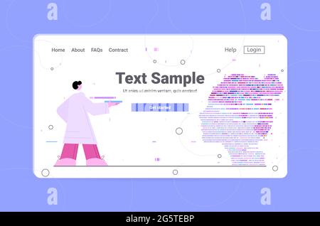 dna-Test Infografik große genomische Daten mit Frau Gesicht Genom Sequenz Karte horizontal Stock Vektor