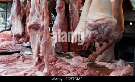 Klong Toey Market Wet Market Bangkok Thailand größter Lebensmittelverteiler in Südostasien Stockfoto