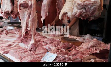 Klong Toey Market Wet Market Bangkok Thailand größter Lebensmittelverteiler in Südostasien Stockfoto