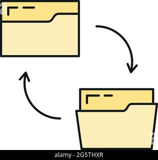 Ordner Online-Datenbank Cloud-Computer-Technologie-Symbol, Remote-Datenspeicher, schützen Informationen Umriss flache Vektor-Illustration, isoliert auf weiß. C Stock Vektor