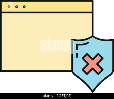 Programmierkonzept Online-Datenbank Computer-Technologie-Symbol, Remote-Datenspeicher, schützen Info Umriss flache Vektor-Illustration, isoliert auf weiß. C Stock Vektor