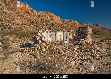 Rancho Moreno Ruins, River Road, Big Bend Ranch State Park, Texas, USA Stockfoto