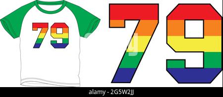 79 bunte Schrift Grafik Design Vektor Illustration Stock Vektor