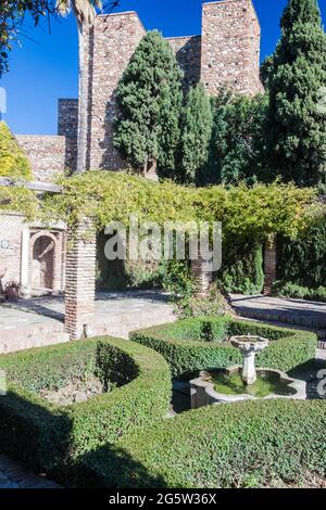 Park in Alcazaba Festung in Malaga, Spanien Stockfoto