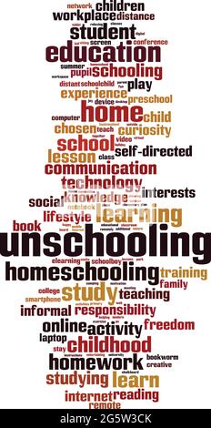 „Unschooling Word Cloud“-Konzept. Collage aus Worten über Unschooling. Vektorgrafik Stock Vektor