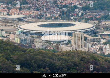 Luftaufnahme des berühmten Maracana-Stadions in Rio de Janeiro, Brasilien Stockfoto