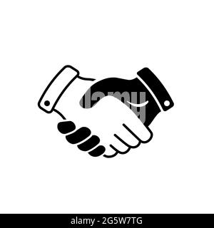 Vektor Handshake Linie Kunst Symbol, Zeichen. Geschäftsvertrag, Vertragssymbol. Linienzeichnung, Schwarz-Weiß-Illustration. Stock Vektor